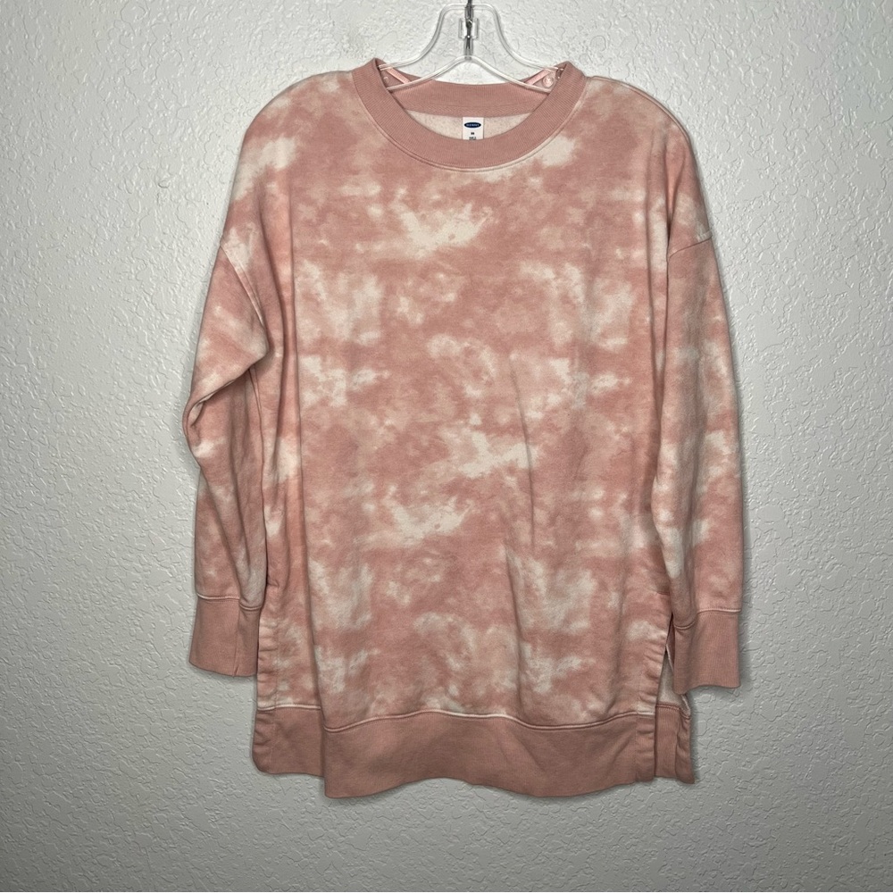 Old Navy Women’s Camo Boyfriend Tunic Sweatshirt XS Athleisure Crew Pink Comfort